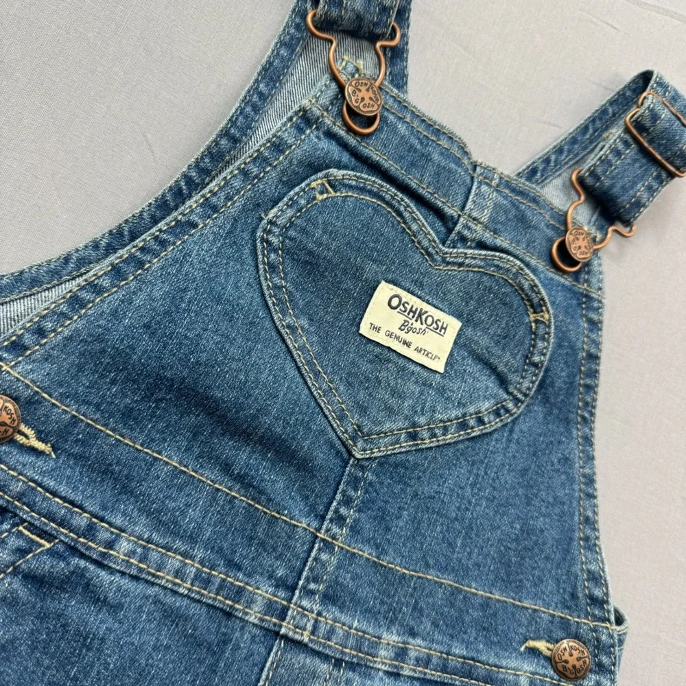 OshKosh Bgosh Baby‎ Girls Denim Heart Pocket Overalls Blue 18M